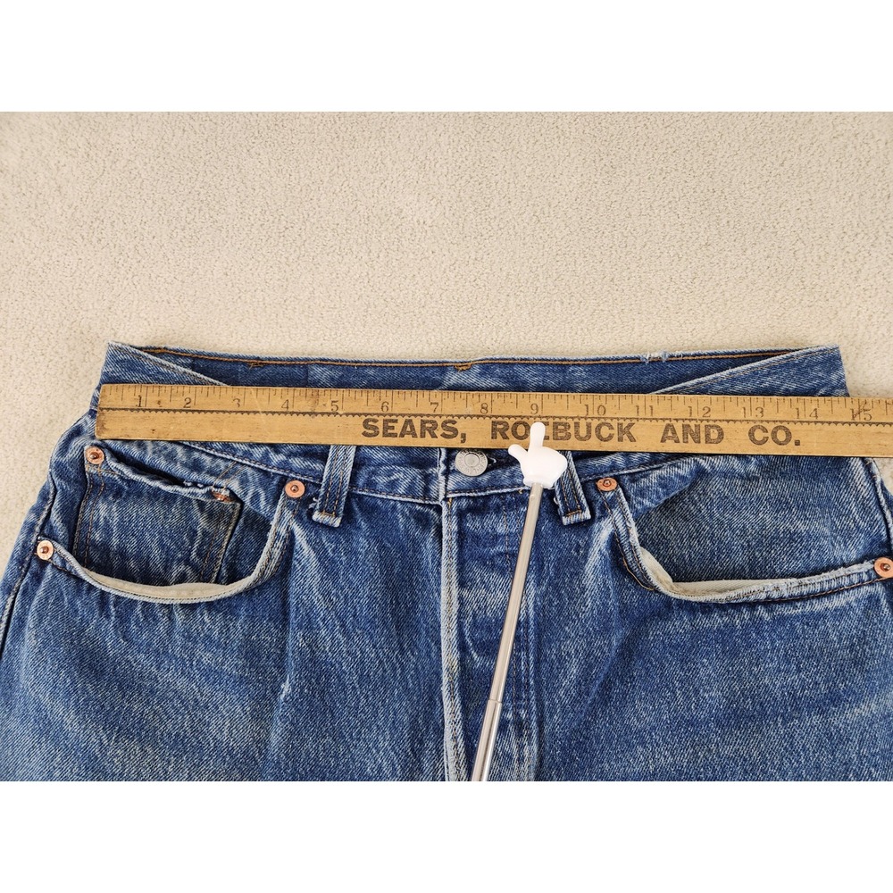 90s 501 Buttonfly Levis Jeans Tag Size 34 x 33 Distressed Grunge USA Made - Picture 4 of 12